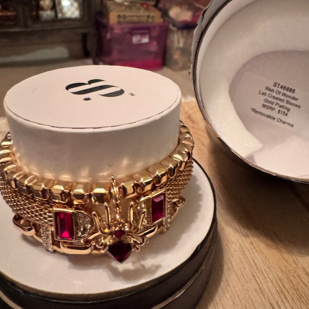 Gold and Red Charm Bracelet